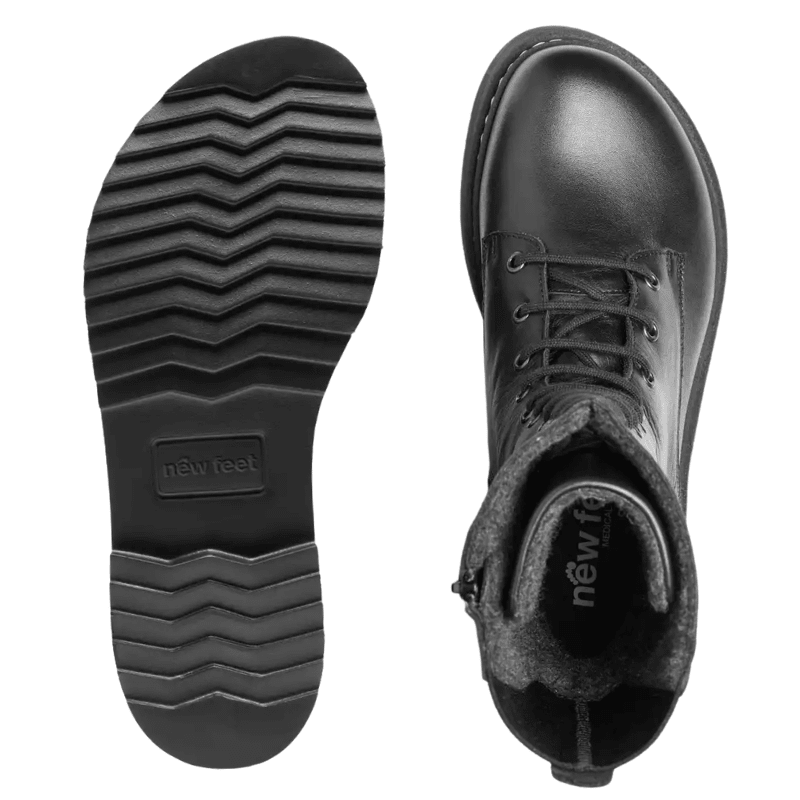 New Feet lang damestøvle - Sort