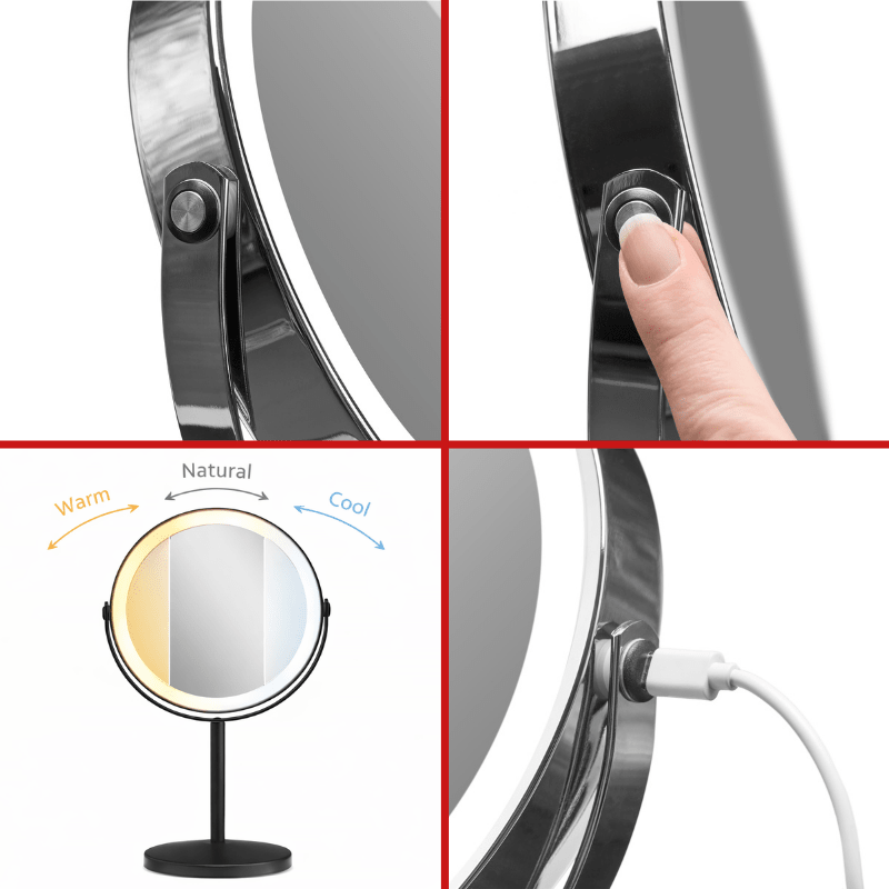 Makeup - spejl med tonet lys - 1x/10x forstørrelse