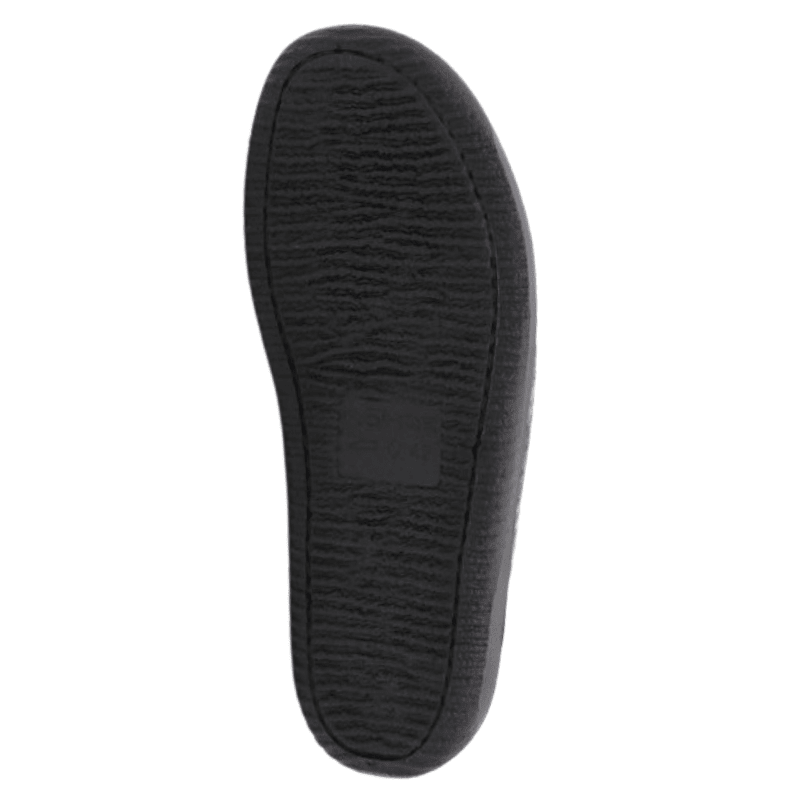Sola exterior de borracha preta flexível de um chinelo de homem Rohde com textura antiderrapante