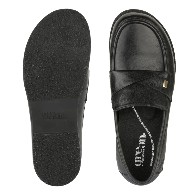 Green Comfort loafer largo para senhora - Preto