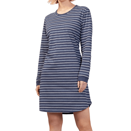 Natkjole med lange ærmer - Blå striber