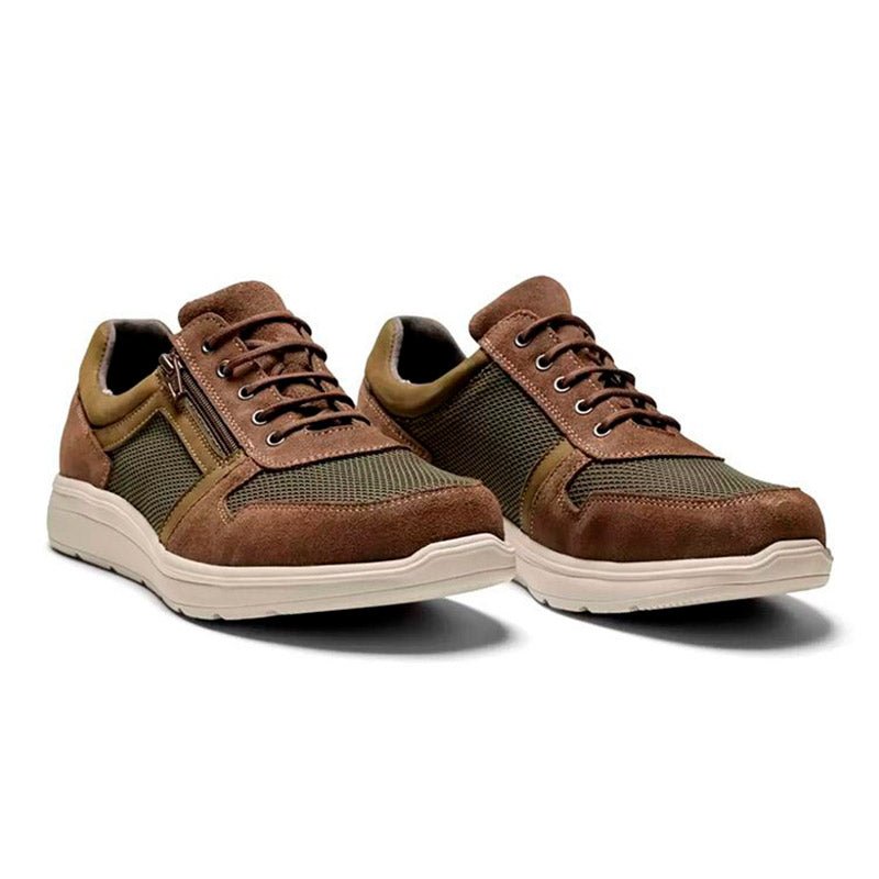 New Feet snøresko med lynlås - Grøn/brun - Seniorshop