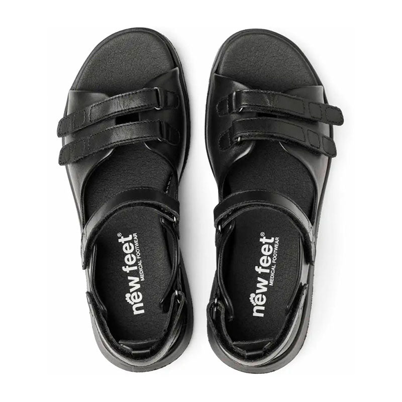 New Feet damesandal i skind - Sort - Seniorshop