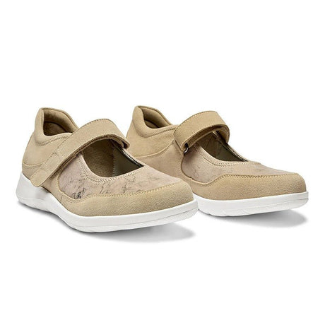 New Feet ballerina med velcro - Sand - Seniorshop