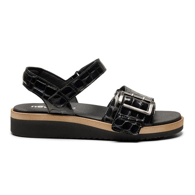 New Feet damesandal - Sort kroko - Seniorshop