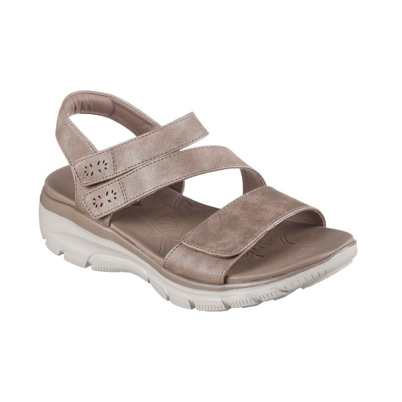 Skechers damesandal med velcro - Beige - Seniorshop