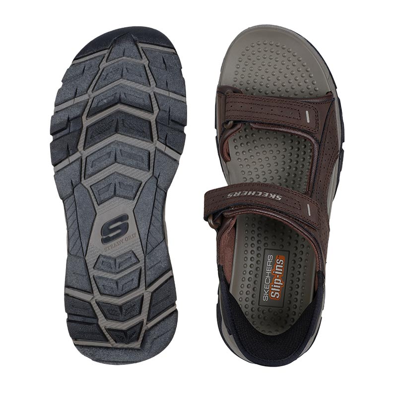 Skechers slip - in herresandal - Brun - Seniorshop