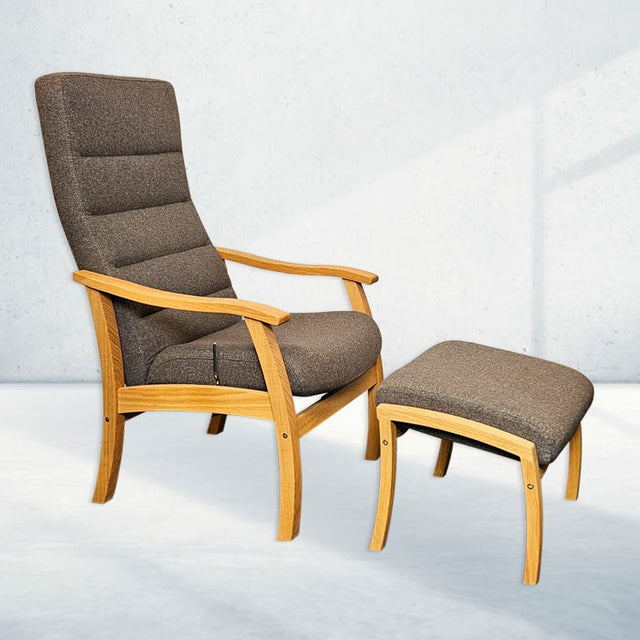 Hanstholm Plus skammel, Brunt stof - Seniorshop