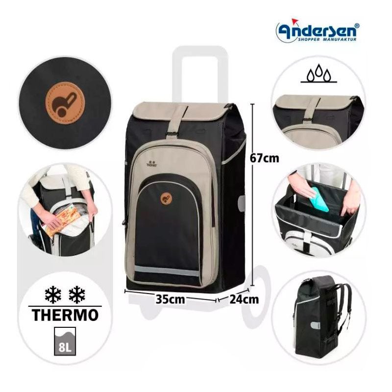 Royal indkøbsvogn med kølerum - Sort - Seniorshop