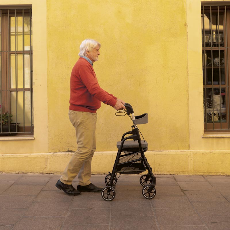 W4 rollator / indkøbsvogn - Grå - Seniorshop