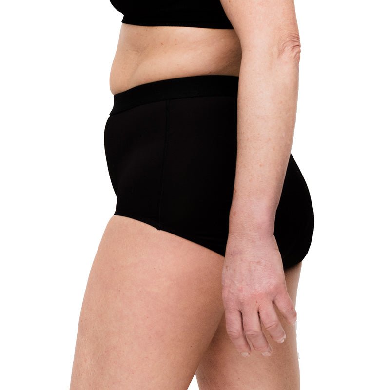 Højtaljet inkontinens trusse i mikrofiber - Sort - Seniorshop