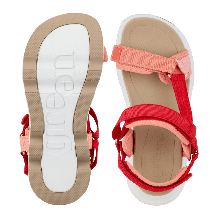 Green Comfort sporty damesandal - Rød
