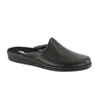 Chinelo Rohde preto de couro para homem, visto diagonalmente de frente com calcanhar aberto