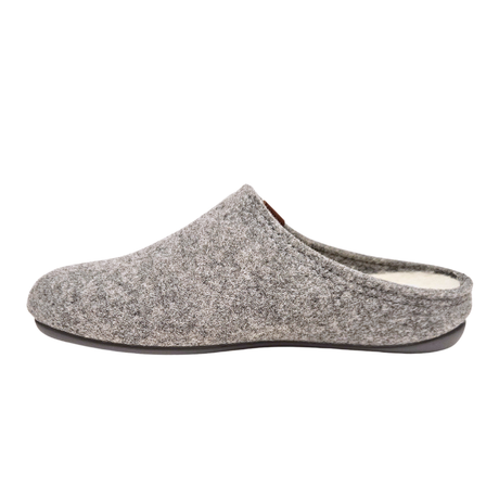 Chinelo cinzento Bella Moda em lã visto do outro lado sem a tira