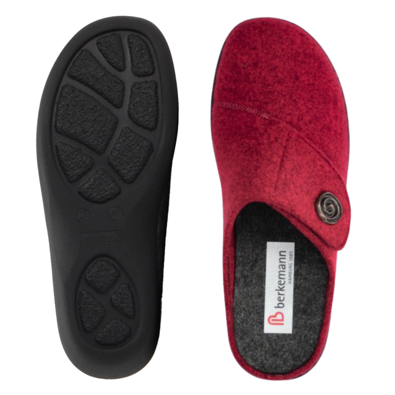 Berkemann pantufas largas para senhora - vermelhas