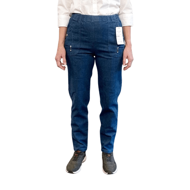 Damebukser med elastikkant - Blå denim