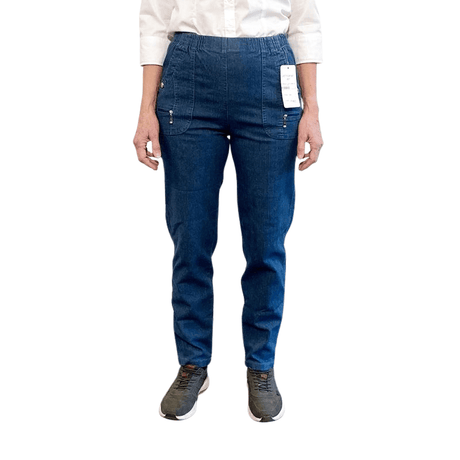 Damebukser med elastikkant - Blå denim