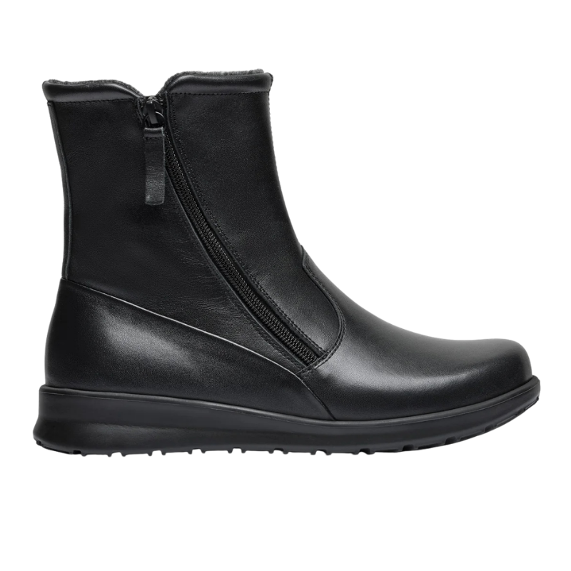 Bota com 2 fechos, 110-Couro liso, preto
