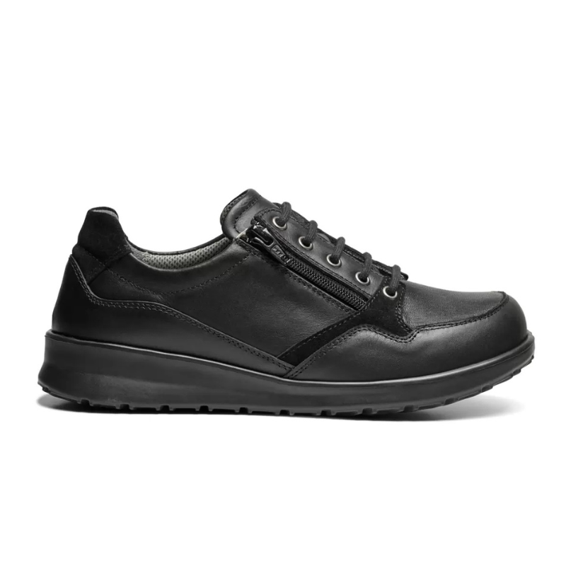 New Feet sapatos de senhora com atacadores e fecho de correr - Preto