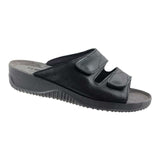 Women's Slipper, Black Leather, Rohde