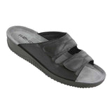 Women's Slipper, Black Leather, Rohde