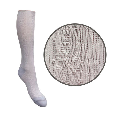 Support Sock with Patterned Knit, Light Grey