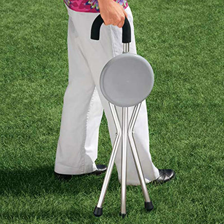 Folding Chair Cane with Seat and 3 Legs