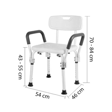 Bath chair with backrest and armrests