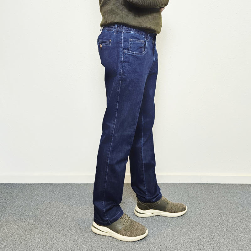 Jeans med elastik og stræk - Mørkeblå