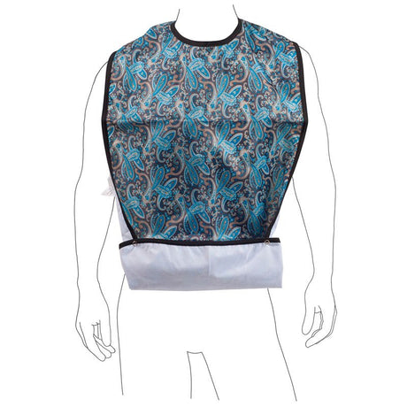 Polyester dining bib, Brown/Blue Pattern, 85x45 cm