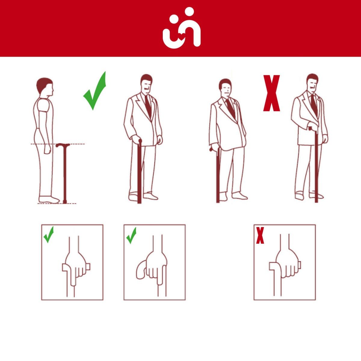 Ergonomisk stok med justerbar højde - Seniorshop